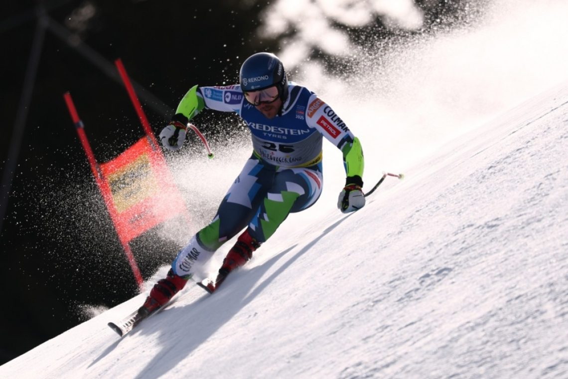 Slovenski smukači na treningu v Crans Montani pred sobotno tekmo